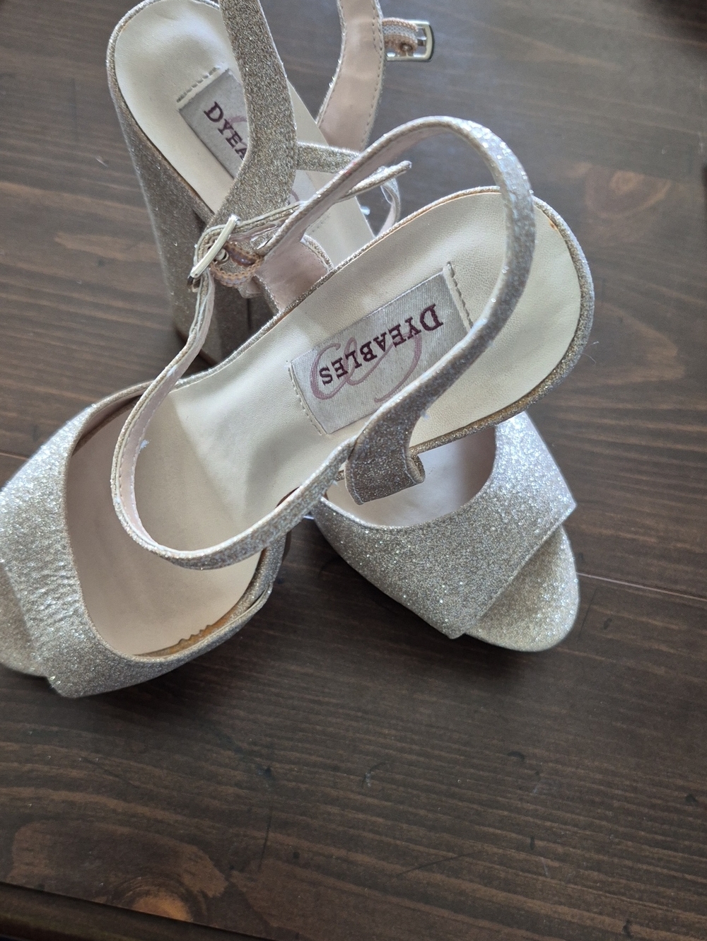 Dyeables Silver Glitter Open-Toe Heel Sandals